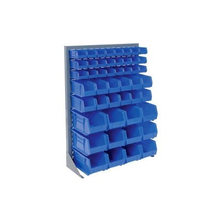 Singled Sided Louvered Bin Rack 35 X 15 X 50 - 42 Blue Premium Stacking Bins